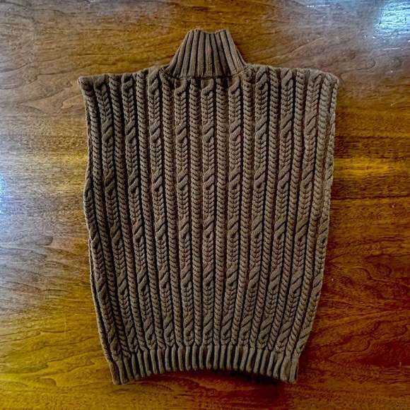 Zara Cable Knit Sleeveless Sweater Vest With High Neck In Cognac Size Large EUC! - Picture 10 of 11